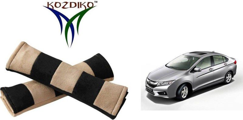 KOZDIKO Seat Belt Cushion Pillow Beige Black 2 pcs For Honda City 2017 Seat Belt Buckle  (Pack of 2)