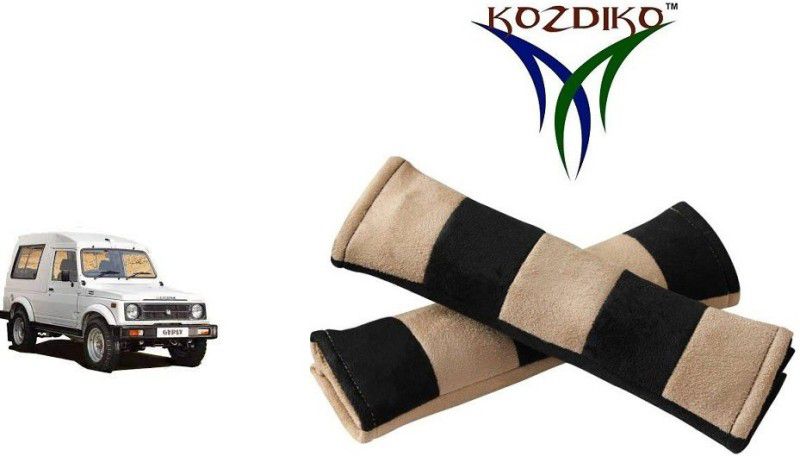 KOZDIKO Seat Belt Cushion Pillow Beige Black 2 pcs For Maruti Gypsy Seat Belt Buckle  (Pack of 2)