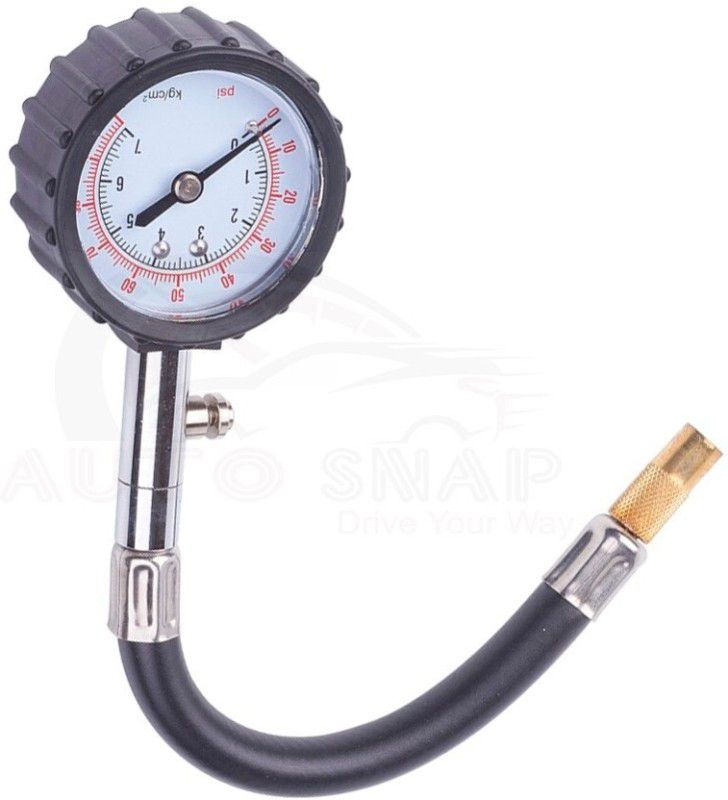 Auto Snap Analog Tire Pressure Gauge ASAP_CTG01 Car tyre Heavy Duty Premium Tyre Pressure Analog Tire Pressure Measurement Clock 100psi Metal Air Deflation Adjustable  (100 PSI)