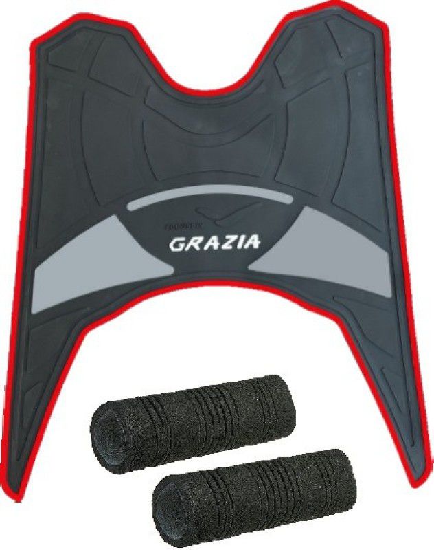 Zealsy Yamha Grazia BS4 Premium Quality Foot Mat With 1 Set Of handle Grip Free Yamaha Grazia Two Wheeler Mat