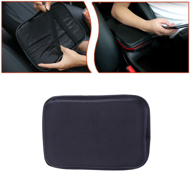 Auto Oprema Leather Center Console Cushion P.ad, Armrest Seat Box Cover Fit for Cars Black2 Car Armrest Pad Cushion