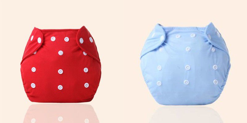 SS Sales Reusable Baby Washable Cloth Diaper Nappies With Wet-free inserts For Babies of Ages 0 to 2 years - New Born - New Born ( RED , SKYBLUE )