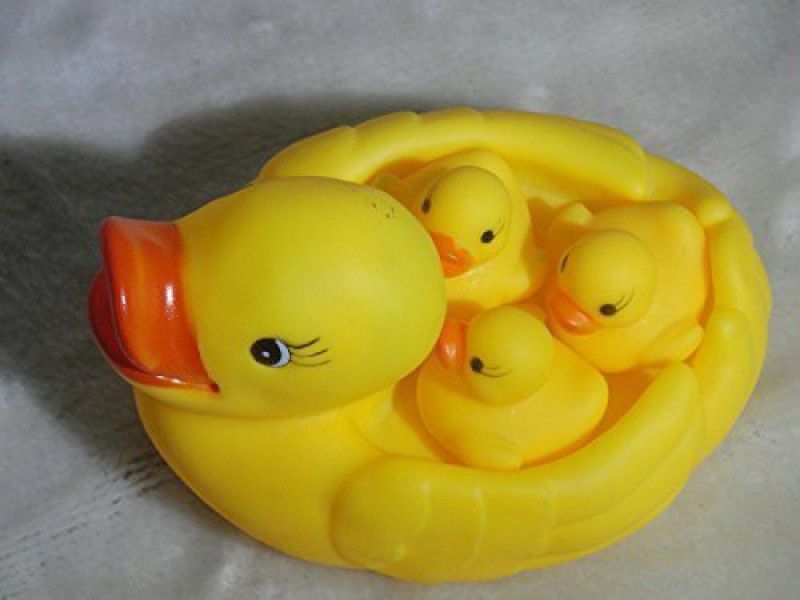 As Retailers Duck Family Baby Bathing Toy 4 Set Yellow Rubber Squeaky Lovely Ducklings Bath Toy  (Yellow)