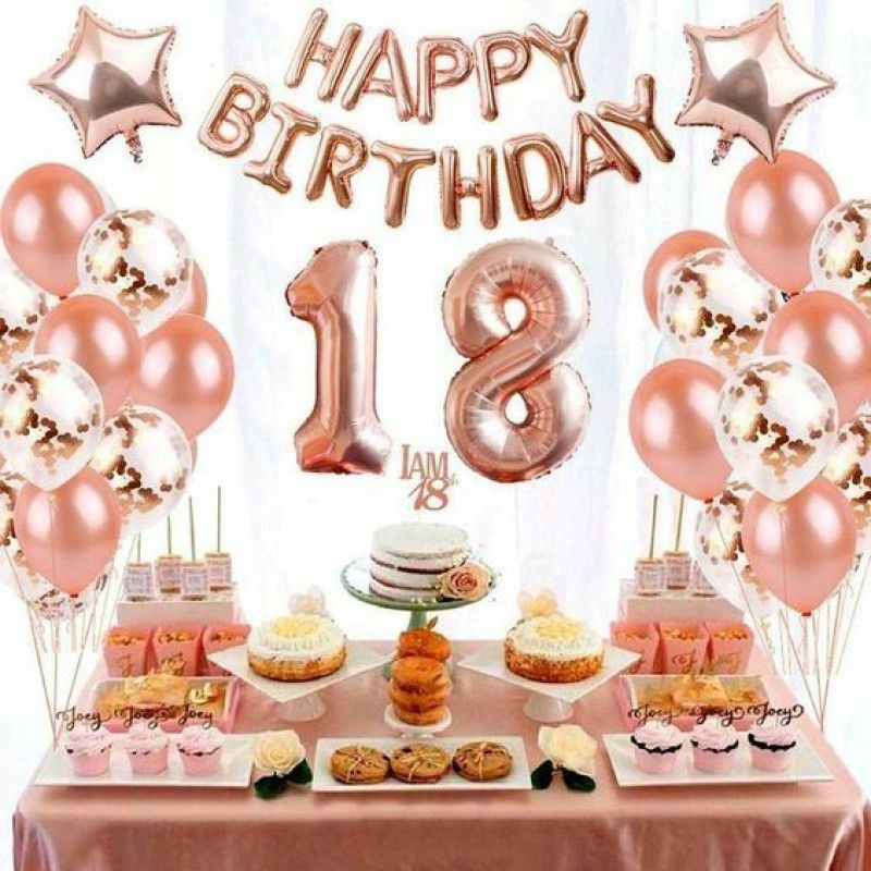 1iAM 18th Birthday Party Decoration Combo Item Party Supplies Pack of 38pcs  (Set of 38)