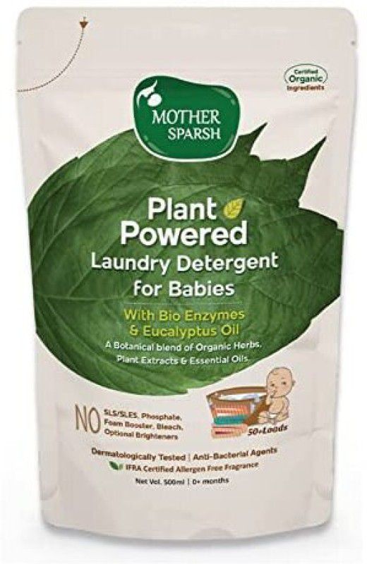 Mother Sparsh Baby Laundry Liquid Detergent (Powered by Plants) with Bio - Enzymes and Eucalyptus Oil, Refill Pack (500ml) Multi-Fragrance Liquid Detergent  (500 ml)