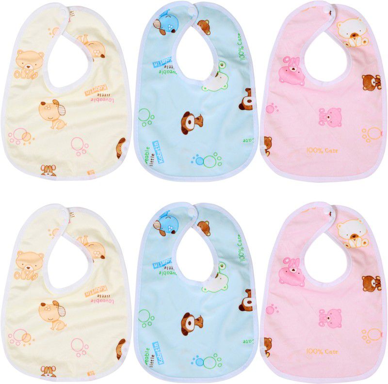 FIRST TREND Waterproof baby bibs/aprins for the babies Bear Print  (Pink, Blue, Yellow)