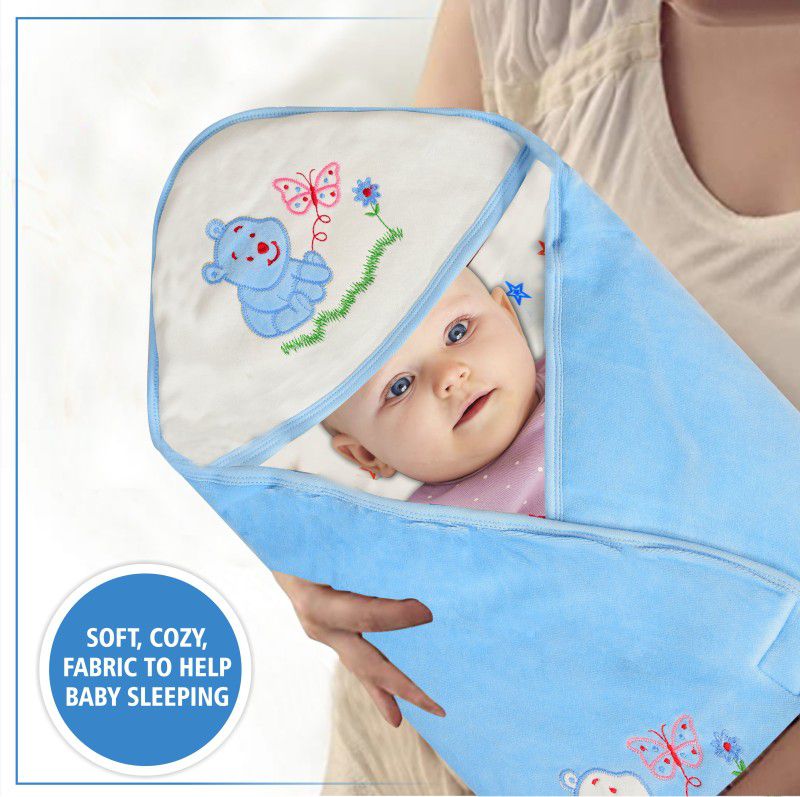 TINY LOOKS Baby Sleeping Bag Baby Carry Bed Baby Bedding Bag Hoodie Receiving Wrapper Sleeping Bag  (Blue)