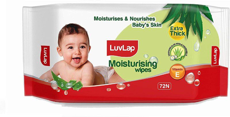 LuvLap Baby Moisturising Extra Thick Wipes with Aloe Vera, 72 wipes/pack  (72 Wipes)