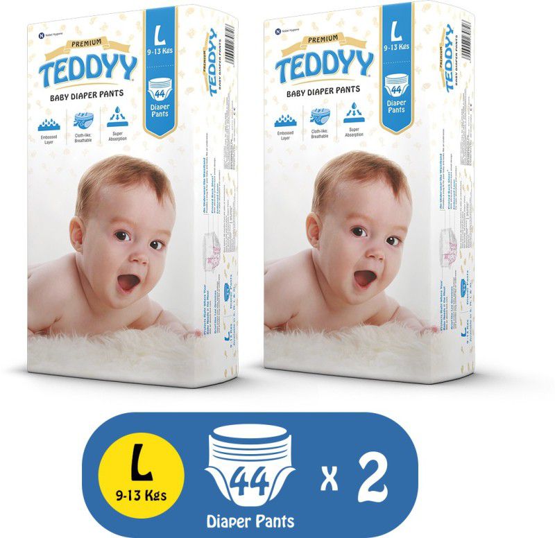 TEDDYY Baby Diapers Premium Pants - L  (88 Pieces)