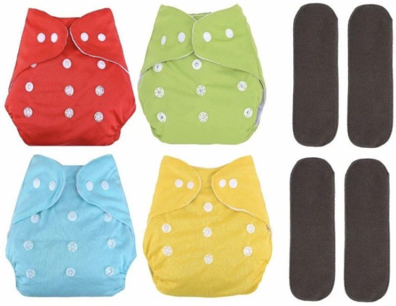 kogar Solid Reusable Cloth Button Diaper Reuse Nappy & Insert YO-ML-RGSY-02N - M - L  (8 Pieces)
