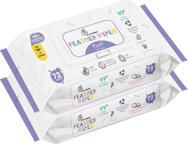 R for Rabbit Feather Pure Wipes  (2 Wipes)