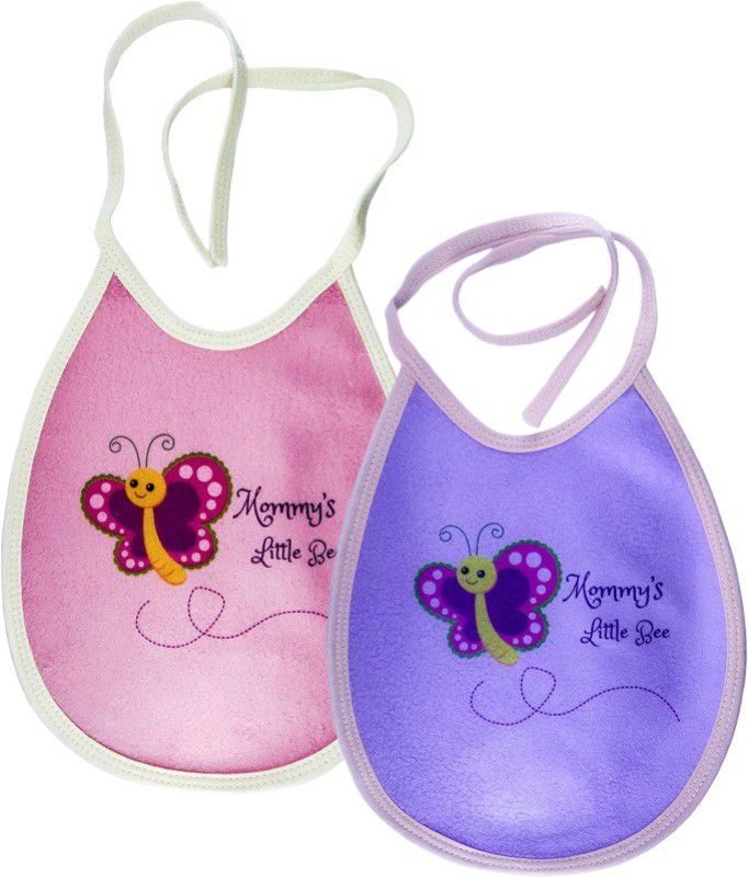 Klarishu Feeding bib apron - Made with Dry Sheet Fabrics- Machin Wash for baby  (Pink, Dark Blue)
