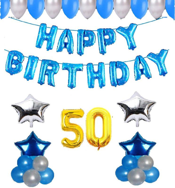 Attache Happy Birthday Balloons Decoration items or kit (50 Happy Birthday)  (Set of 49)