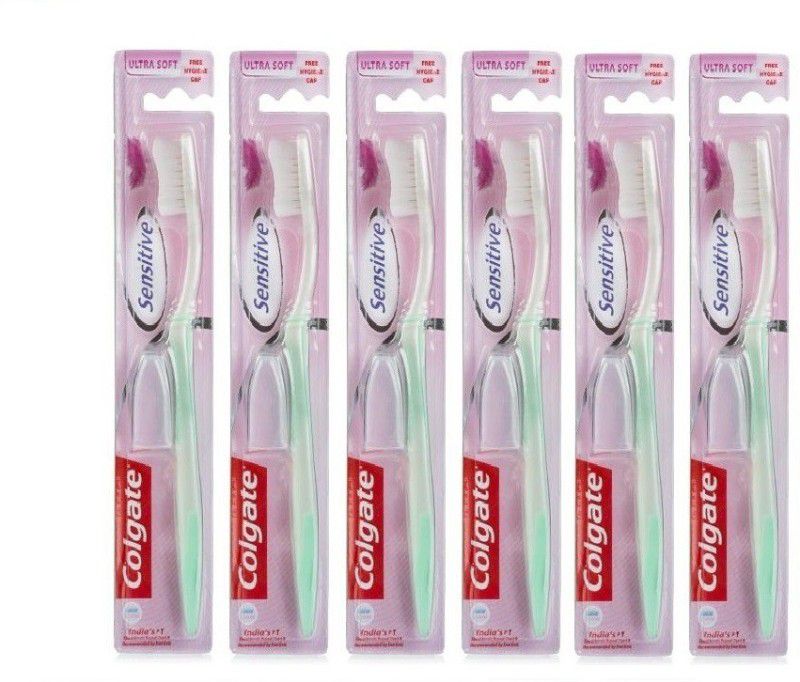 Colgate Sensitive With FREE HYGIENE CAP PACK OF 6 Ultra Soft Toothbrush  (6 Toothbrushes)
