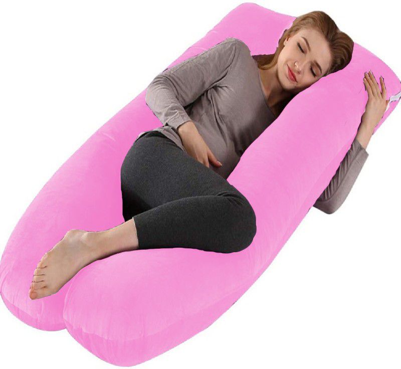 Daddy Cool U Shaped Velvet Microfibre Solid Pregnancy Pillow Pack of 1  (Pink)