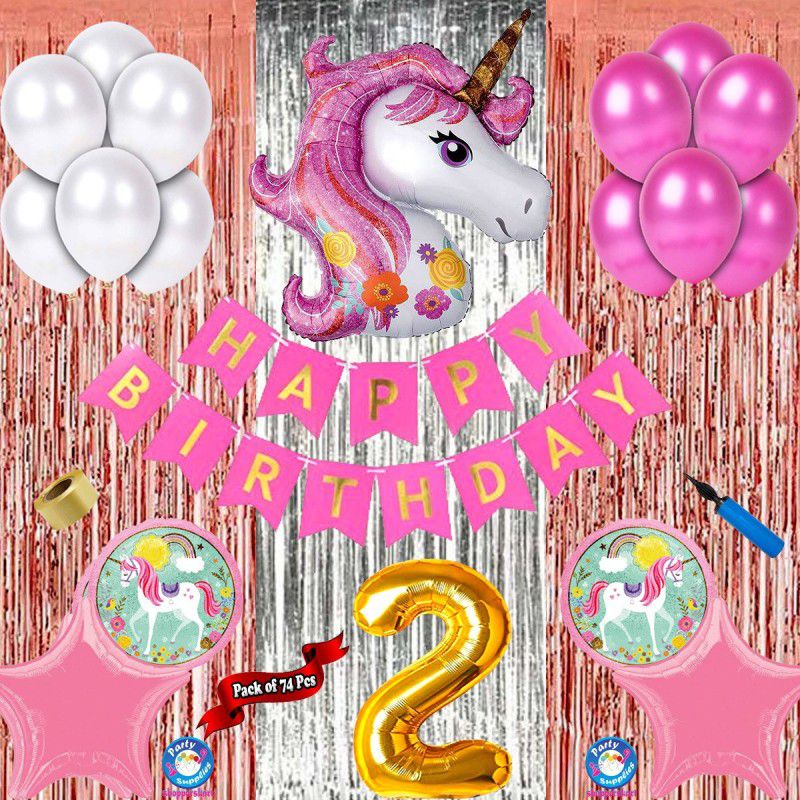 Shopperskart 2nd Happy birthday Unicron theme combo kit pack for party decorations  (Set of 74)