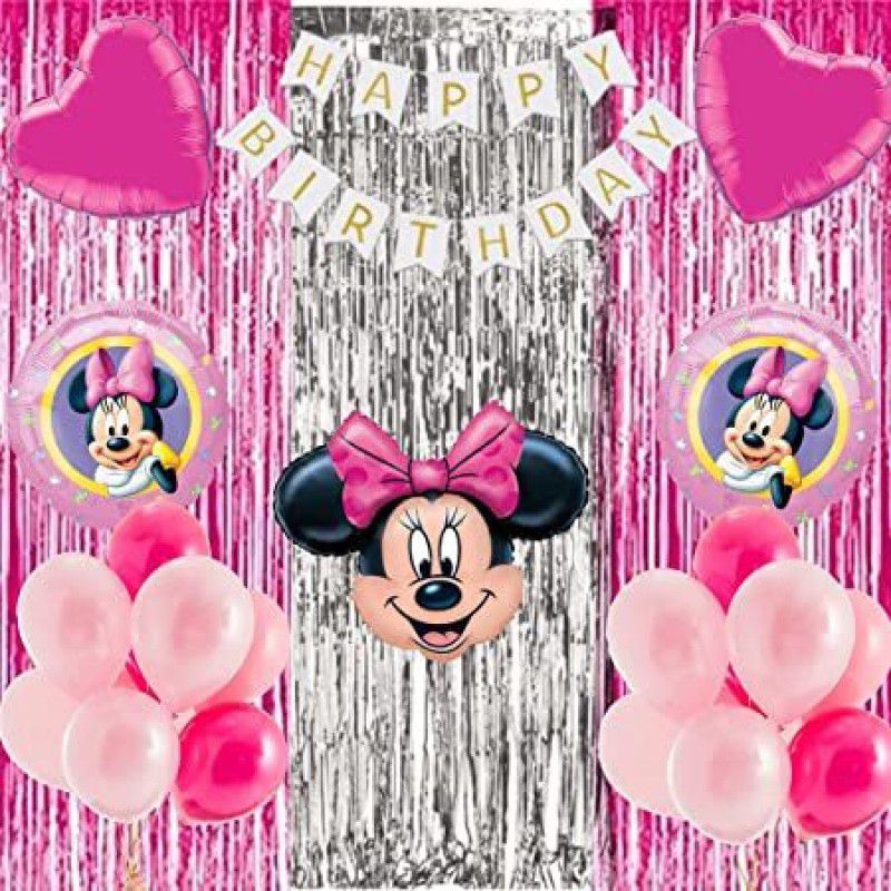 NVRV BIRTHDAY DECORATION COMBO OF MINNIE MOUSE FOIL FOR GIRLS BIRTHDAY PARTY  (Set of 49)
