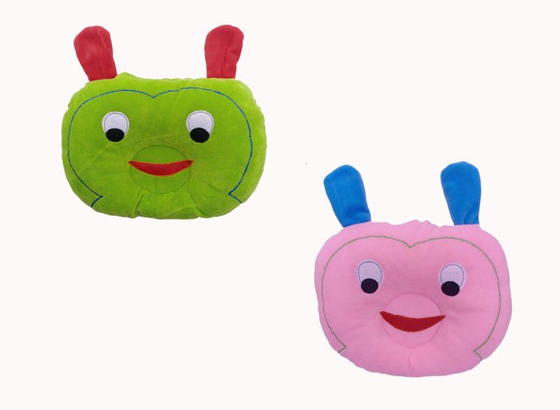 Munakhiya Cotton Toons & Characters Baby Pillow Pack of 2  (Green, Pink)