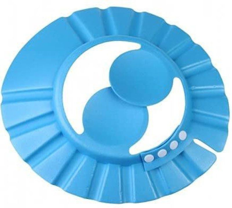 Sage Square New Adjustable Design Safe Soft Bathing Baby Shower Cap, Ear Protector (Blue)