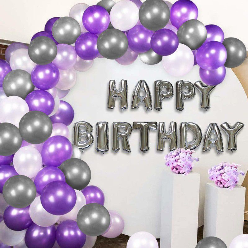 Party Propz 31Pcs Purple,Silver and White Birthday Balloons Combo for Kids Or Birthday Decoration Items  (Set of 31)