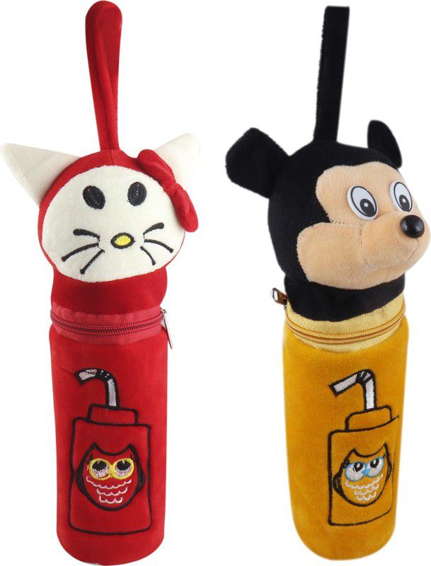 SS Impex Mickey/Hello Cat Soft Plush Stretchable Baby Feeding Bottle cover Combo Pack  (Multicolor)