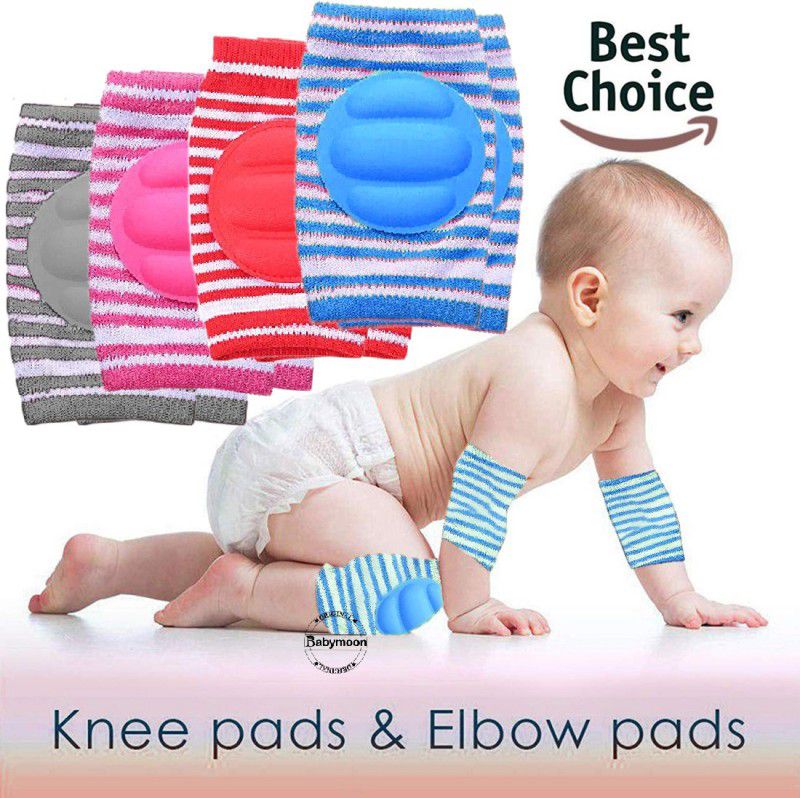 BABYMOON Baby Padded Knee Pads for Crawling, Anti-Slip Stretchable Kids Knee Cap GreyPinkRedBlue Baby Knee Pads  (Ultra protection)