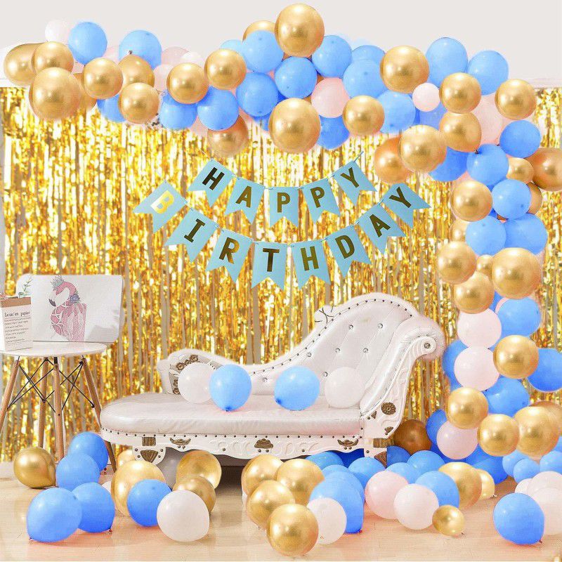 Party Hub Gold Black White Chrome Balloons and Banner Combo-37 Peices for Happy Birthday Decorations Quarantine Theme Decor Rose Gold Room Decor 1st,10th,13th,16th, 20th,21st Party Supplies Baloons  (Set of 33)