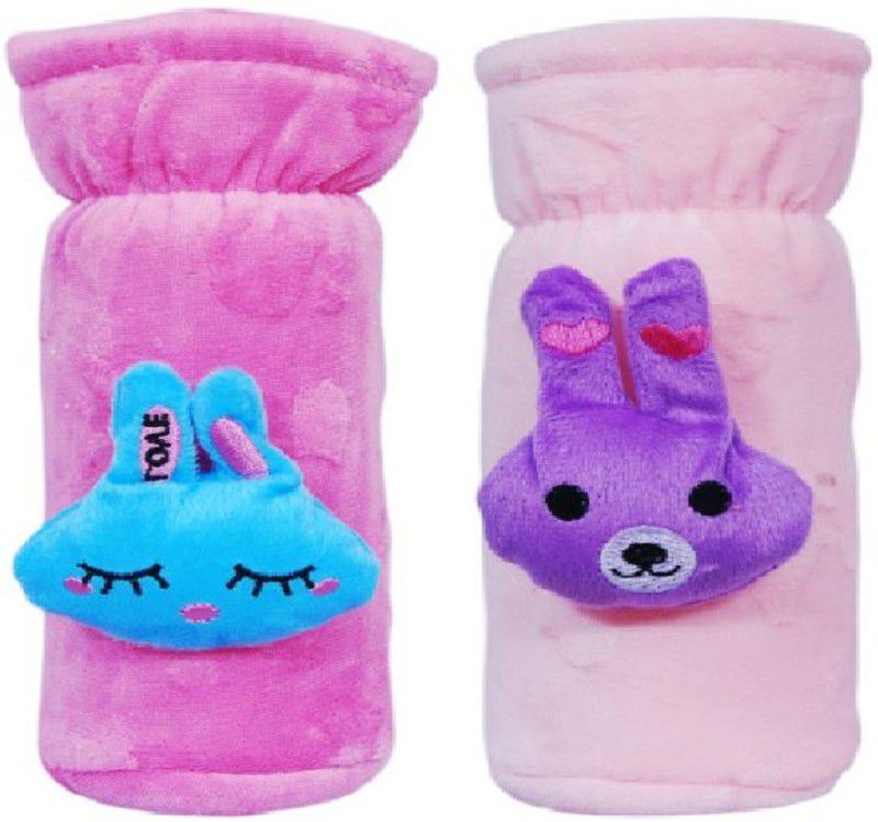 HUF & NUF Cute Animal Design Cotton Baby Feeding Bottle Cover  (Pink)