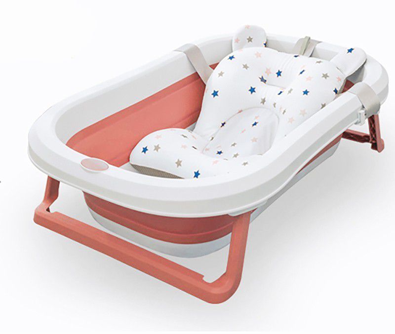 Little Tribe Foldable Baby Bath Tub with seating cushion  (Multicolor)