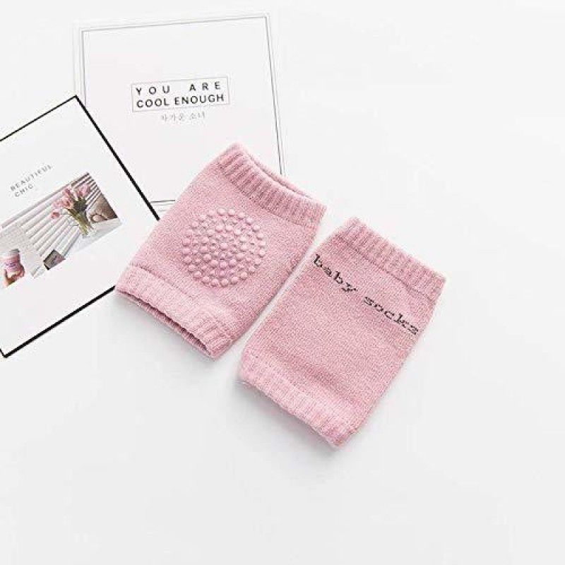 Nyalkaran Baby Knee Pads for Crawling, Anti-Slip Padded Stretchable Elastic Cotton Soft Breathable Comfortable Knee Cap Elbow Safety Protector (Set of 1Pairs) Pink Baby Knee Pads  (embellished)