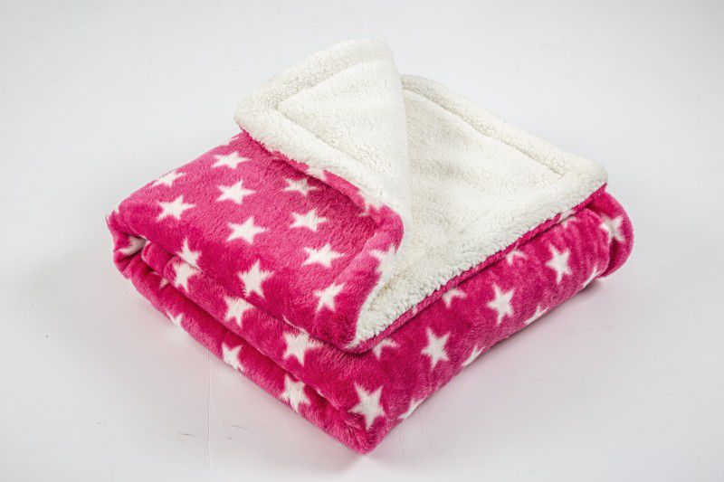 Printed Single Hooded Baby Blanket  (Microfiber, Pink)