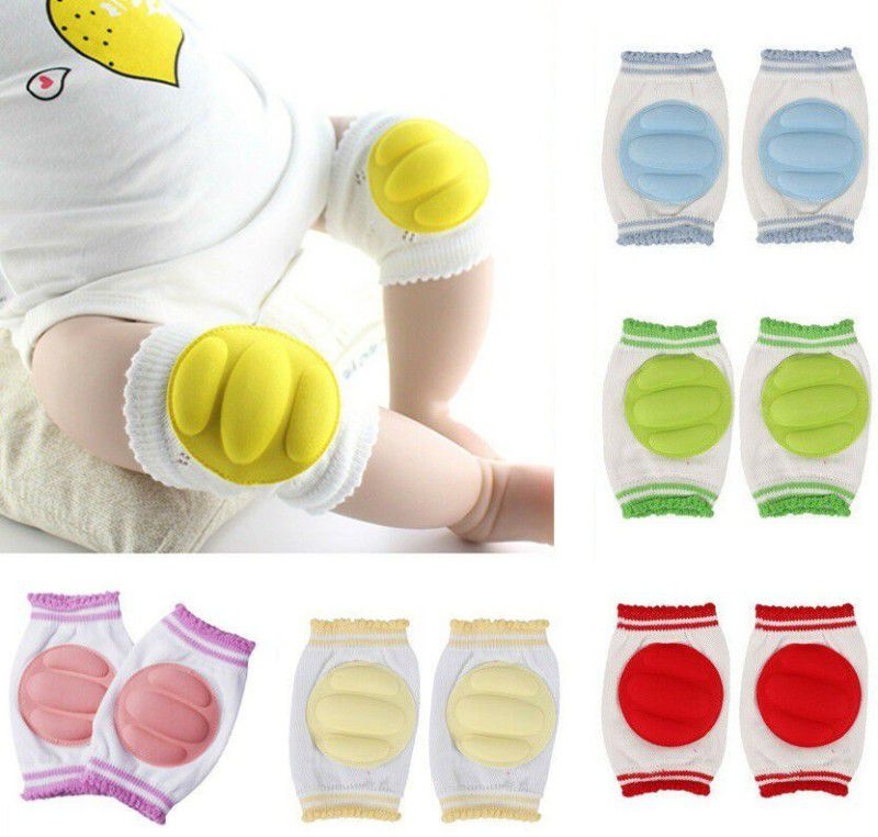 Alpyog Crawling baby knee and elbow pad anti-slip stretchable elastic soft comfortable padded kneecap safety protector (2 Pair) Multicolor Baby Knee Pads  (Cusion)