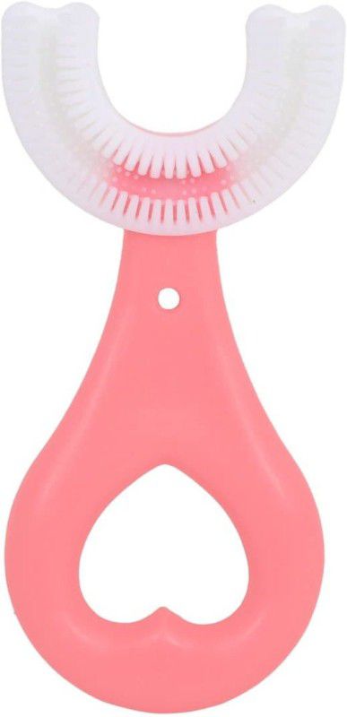 Kitchen Hub U Shaped Toothbrush For Kids 360 Degree Soft Silicone (Pink , Pack of 1) Extra Soft Toothbrush