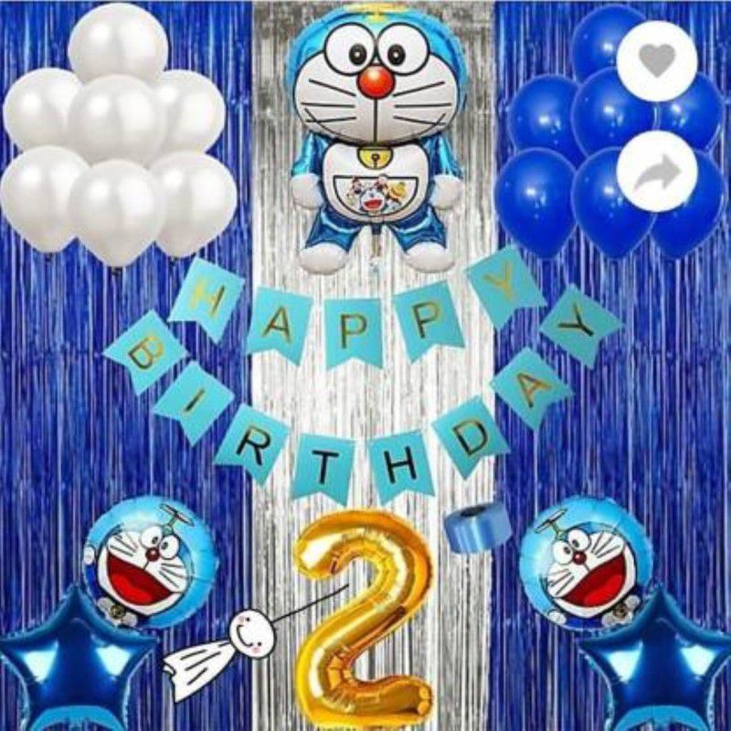 KR boy & kids Happy birthday Decoration blue Doraemon  (Set of 41)