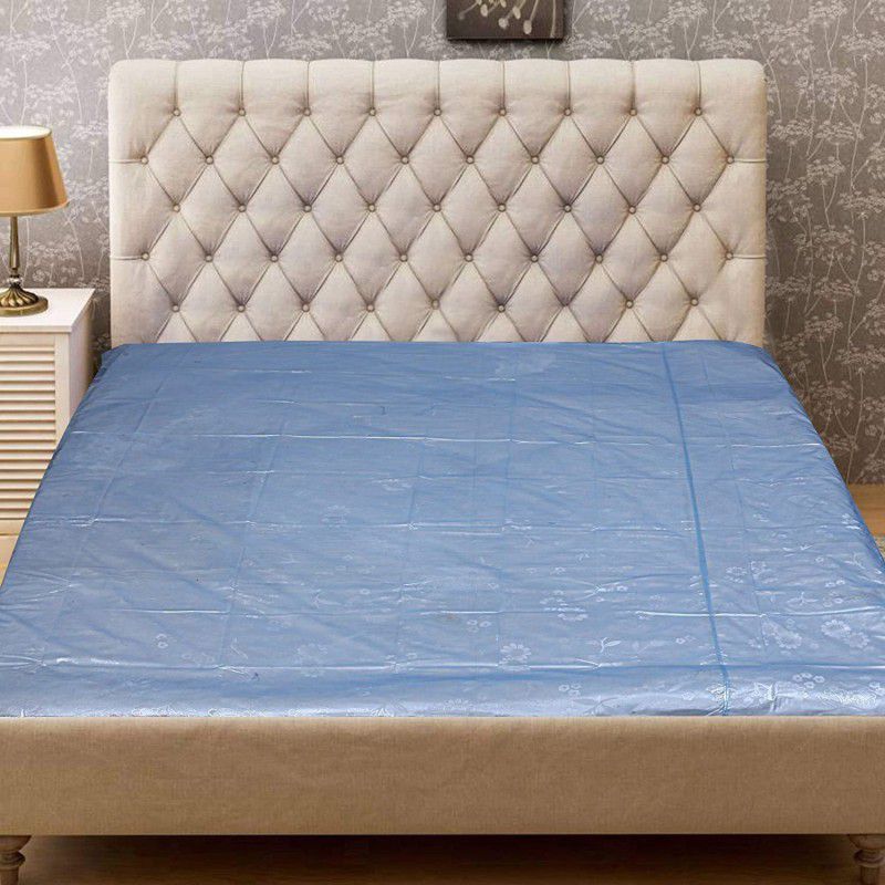 U BUY 210 TC Polyester Double Printed Flat Bedsheet  (Pack of 1, OCEAN BLUE)