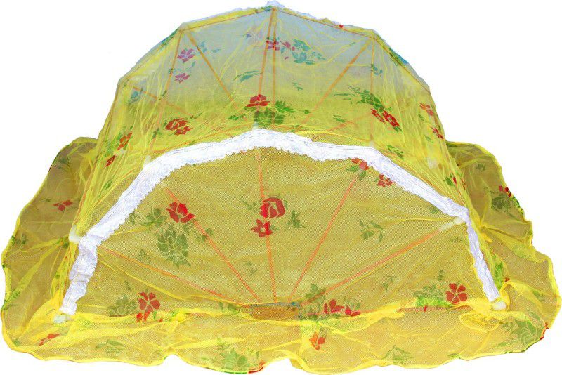 HOMELORE Polyester Kids Washable Printed Yellow Baby Mosquito Mosquito Net  (Yellow, Frame Hung)