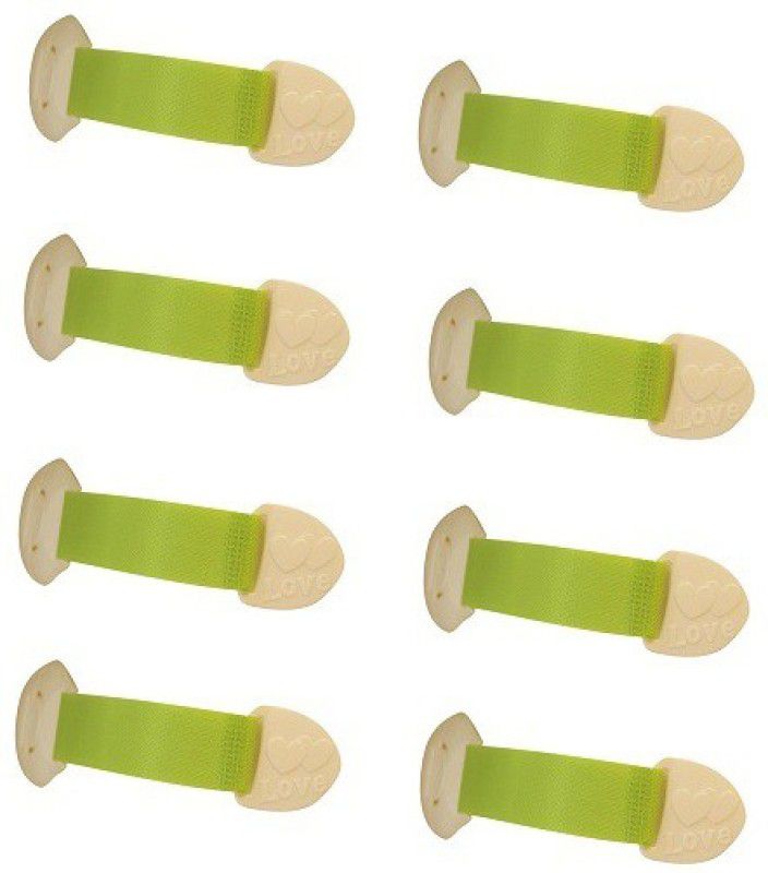Kuhu Creations Kids Safety Nylon Bandy Lock for Drawer Fridge Cabinet Furniture. (8 Units, Lime Green).  (Multicolor)
