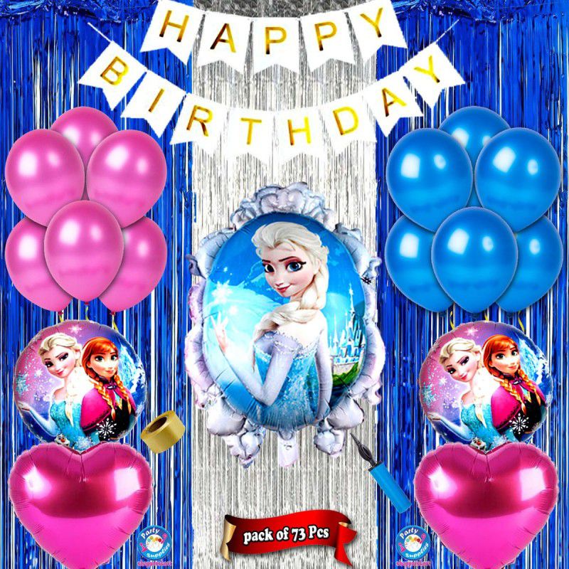 Shopperskart Happy birthday Frozen theme combo kit pack for party decorations  (Set of 73)