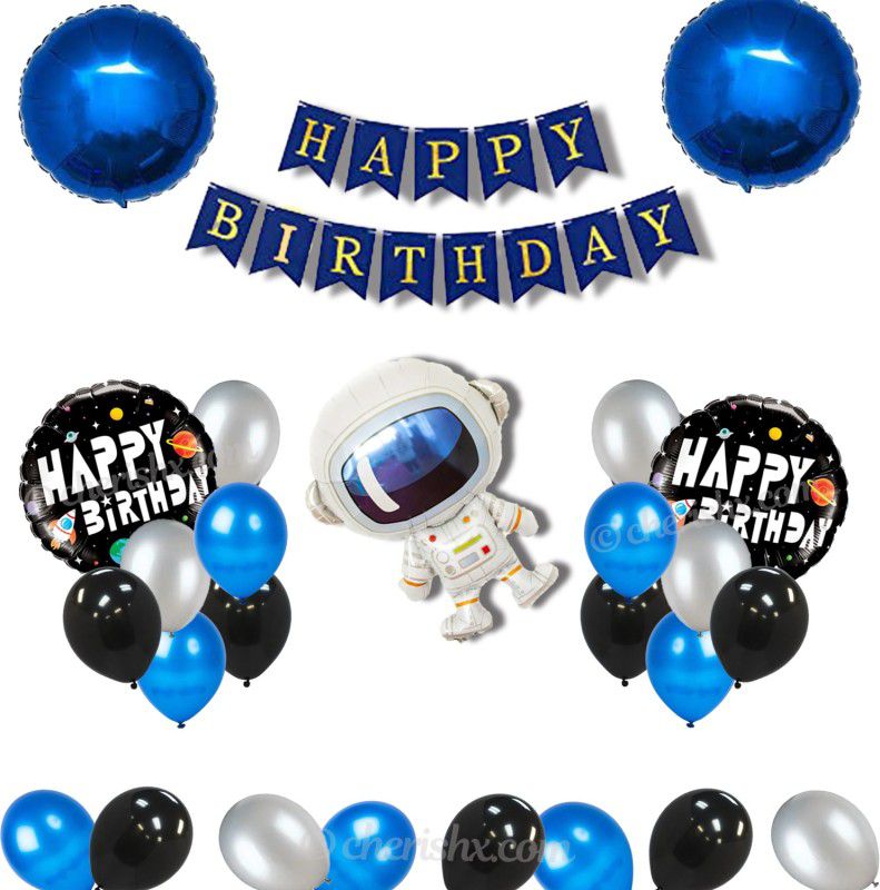 CherishX.com Space theme Kids Birthday decoration Items - Pack Of 31 - Space Theme Foil, Bunting, Metallic & Latex Balloons  (Set of 31)