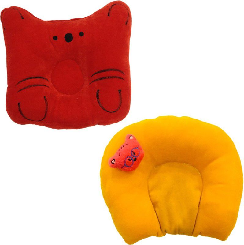 Chinmay Kids Polyester Fibre, Mustard Seeds Toons & Characters Baby Pillow Pack of 2  (Red, Yellow)