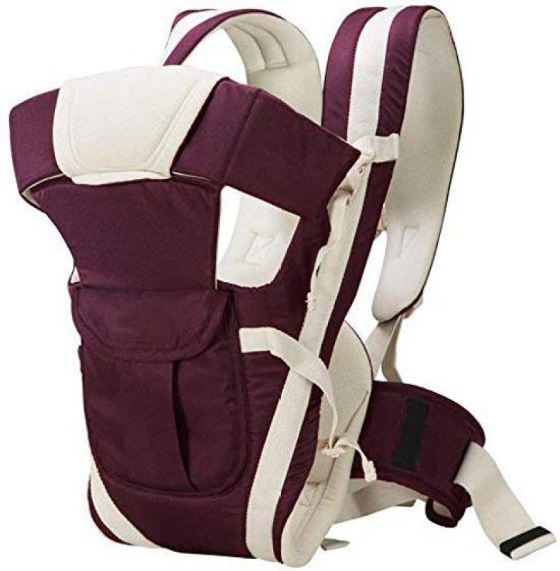 The Little Lookers Cotton Adjustable Hands-Free 4-in-1 Baby Carrier with Head Support and Buckle Straps (Purple) Baby Carrier  (Purple, Front Carry facing in)