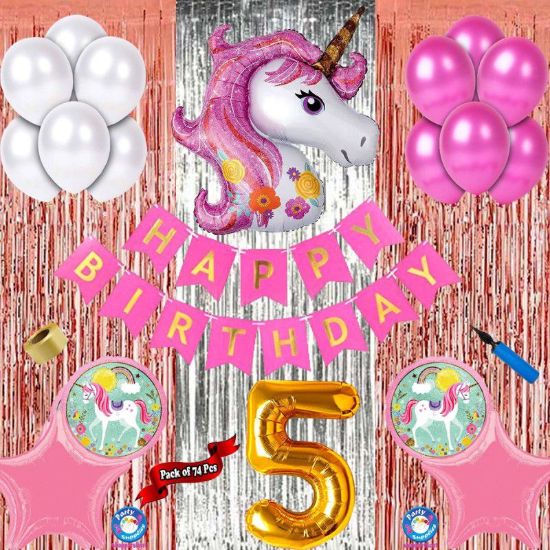 Shopperskart 5th Happy birthday Unicron theme combo kit pack for party decorations  (Set of 74)