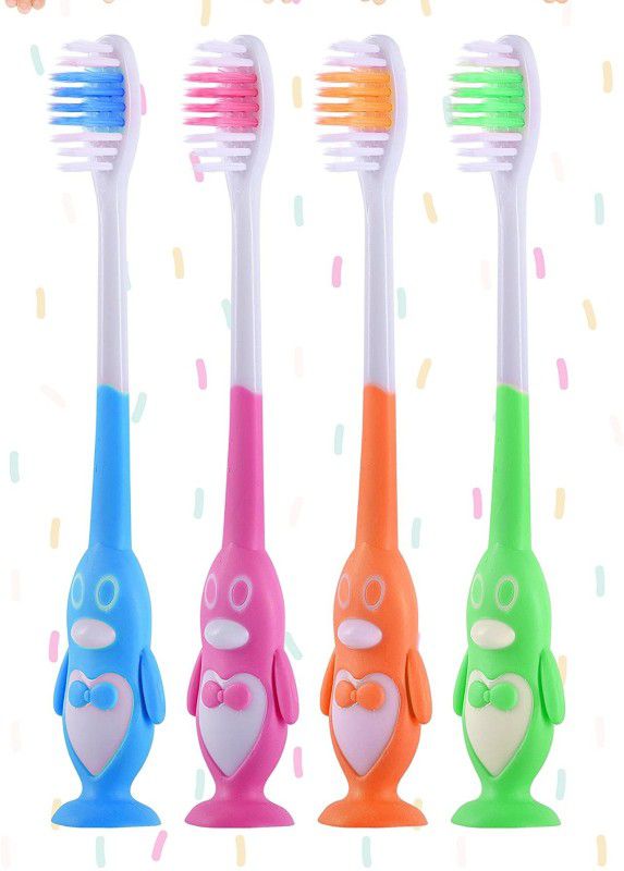 kistapo Good Doctor Penguin Toothbrush Combo Pack of 4 | 2-8 Years | Soft Bristles Extra Soft Toothbrush  (4 Toothbrushes)