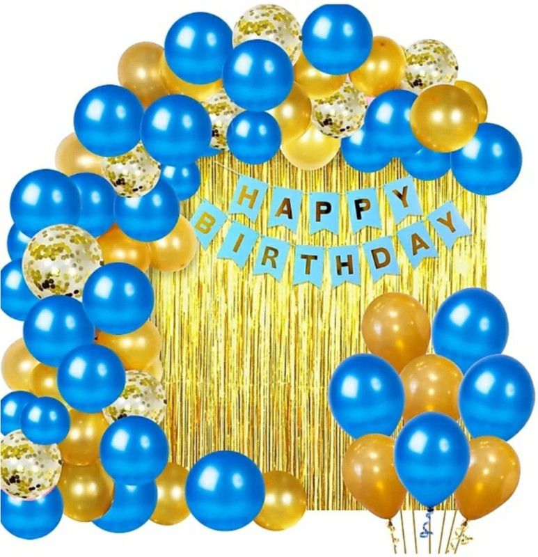 FLIPZONE Blue Happy Birthday Decoration Kit Combo - 46pcs  (Set of 46)