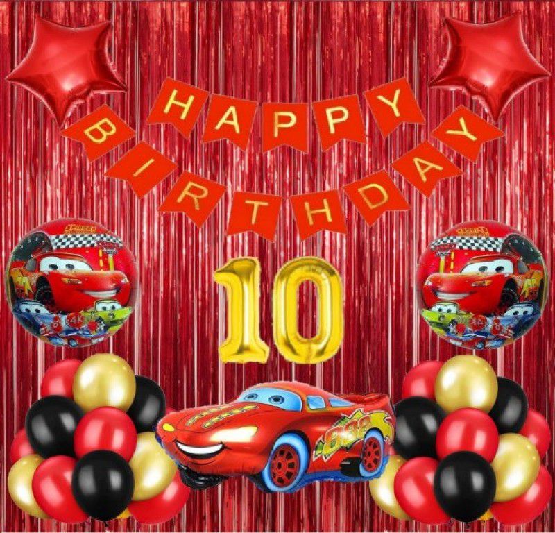 Jolly Party Premium Quality Happy Birthday Set for 10th Birthday  (Set of 39)