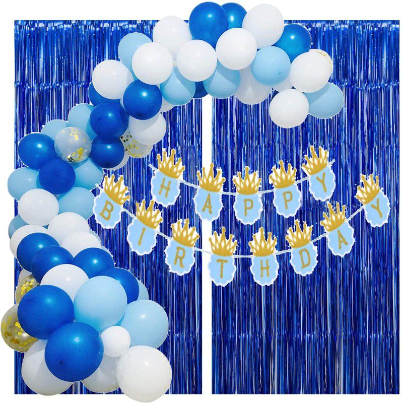 Dinipropz Blue theme birthday decoration Kit Combo For Boys, Husband, Kids, Adult,  (Set of 39)