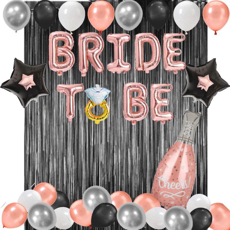 FLICK IN Bride to Be Rose Gold Combo Metallic Balloons Bridal Shower Bacherolette Décor  (Set of 56)