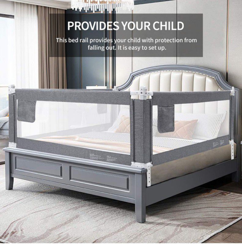 SPY KIDS Bed Rail Guard Barrier for Baby Safety Adjustable Falling Protector for Bed.  (Grey)