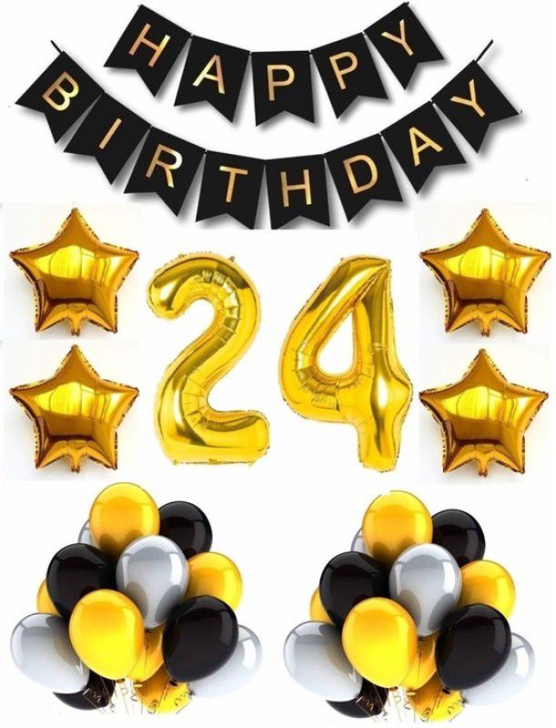 NAVI 24TH HAPPY BIRTHDAY DECORATION COMBO FOR KIDS & ADULTS BIRTHDAY PARTY SUPPLIES  (Set of 67)