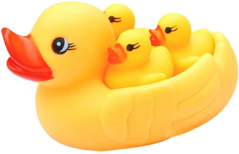 Nightstar 4 pcs Rubber Baby Bath Duck Family Set for Children(Min. age 6 month) Bath Toy  (Yellow)